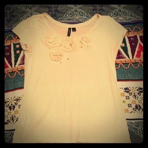 Tan Tee with flowers and jewels